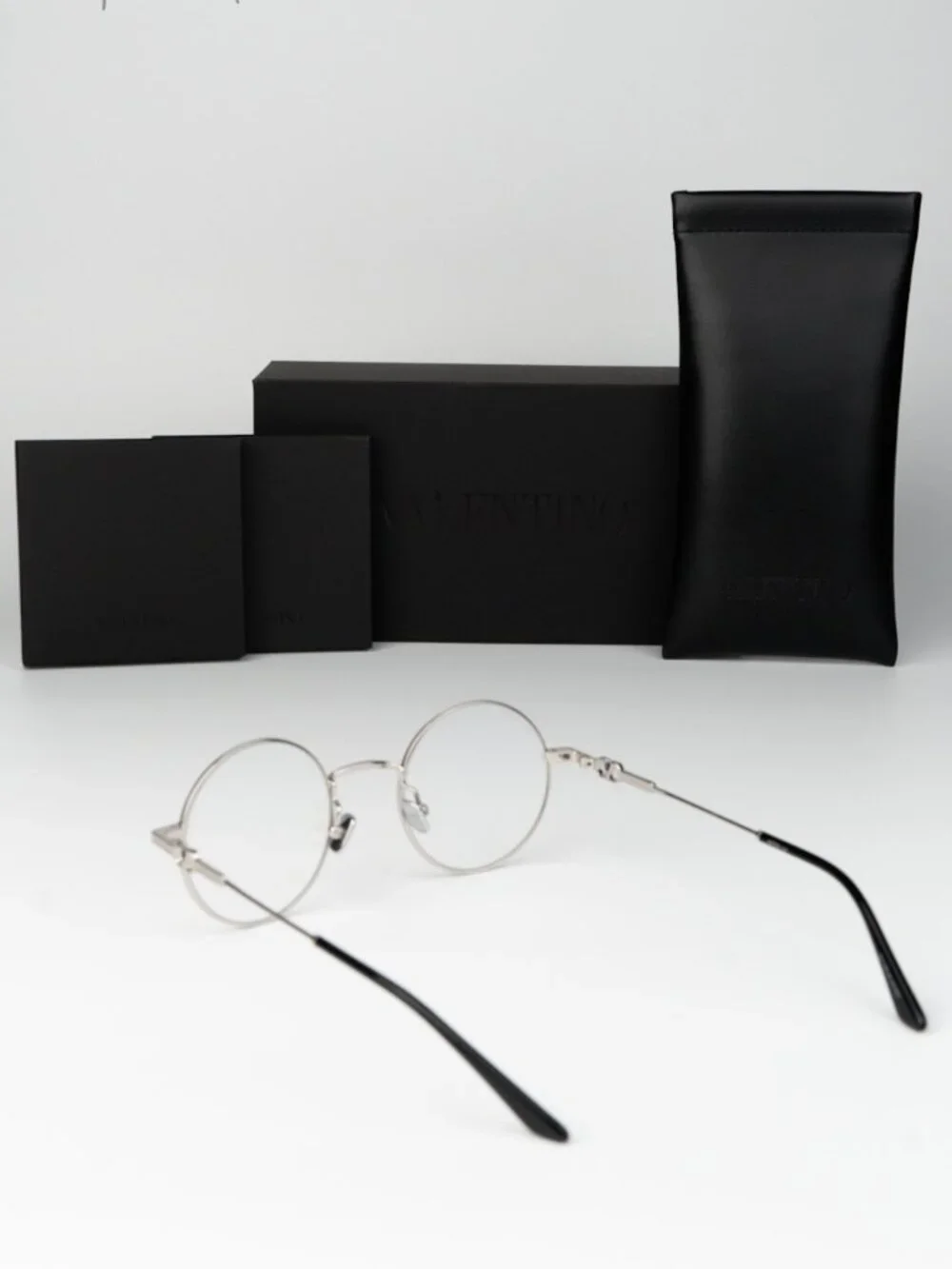 Valentino Women Eyeglasses Silver Transparent Round VLX-173 E NEW AUTHENTIC